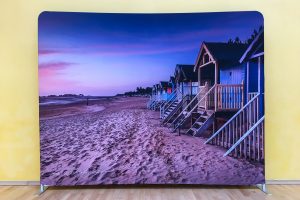 stunning exhibition backdrop - wells beech huts 